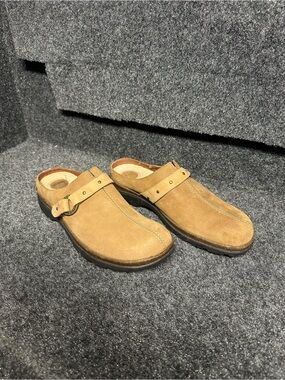 Tan Suede Slip-On Mule Clogs Whimsygoth Fairy Gorpcore Utility Barn Cottage Boho